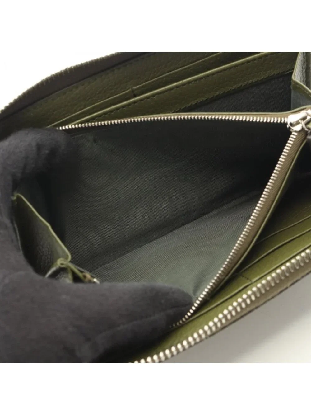 Gucci Round Length Wallet Logo Khaki Leather